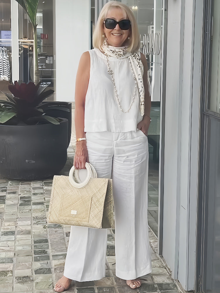 Trinidad | Coordinato Bianco Blusa e Pantalone Ampio
