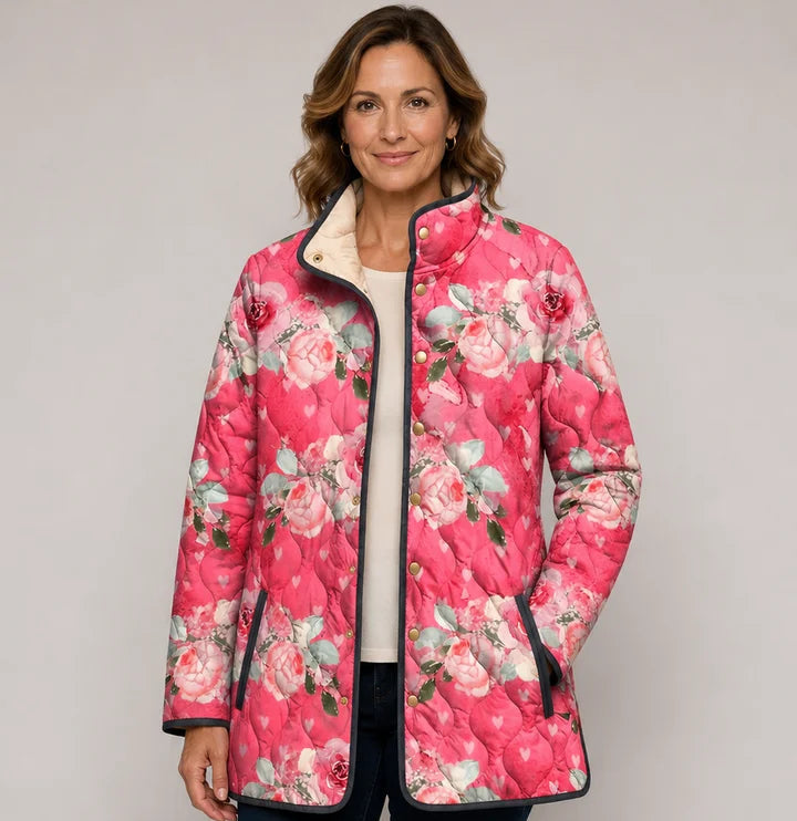 Annalisa | Giacca Trapuntata Rosa con Motivo a Rose - immagine 1