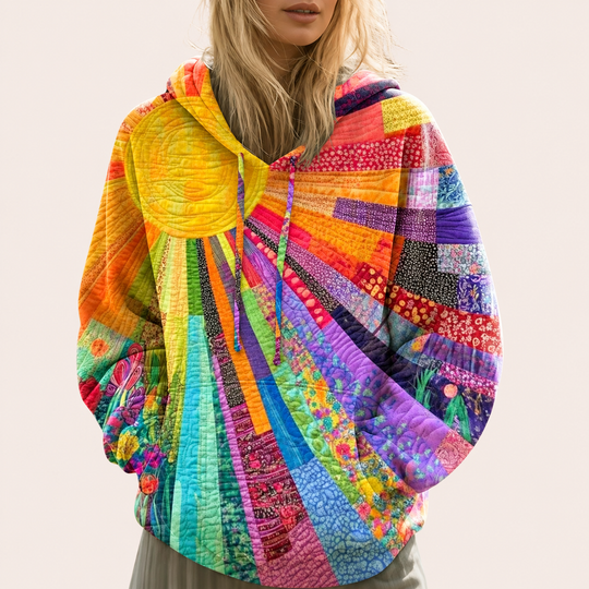 Aurora - felpa patchwork multicolore con cappuccio