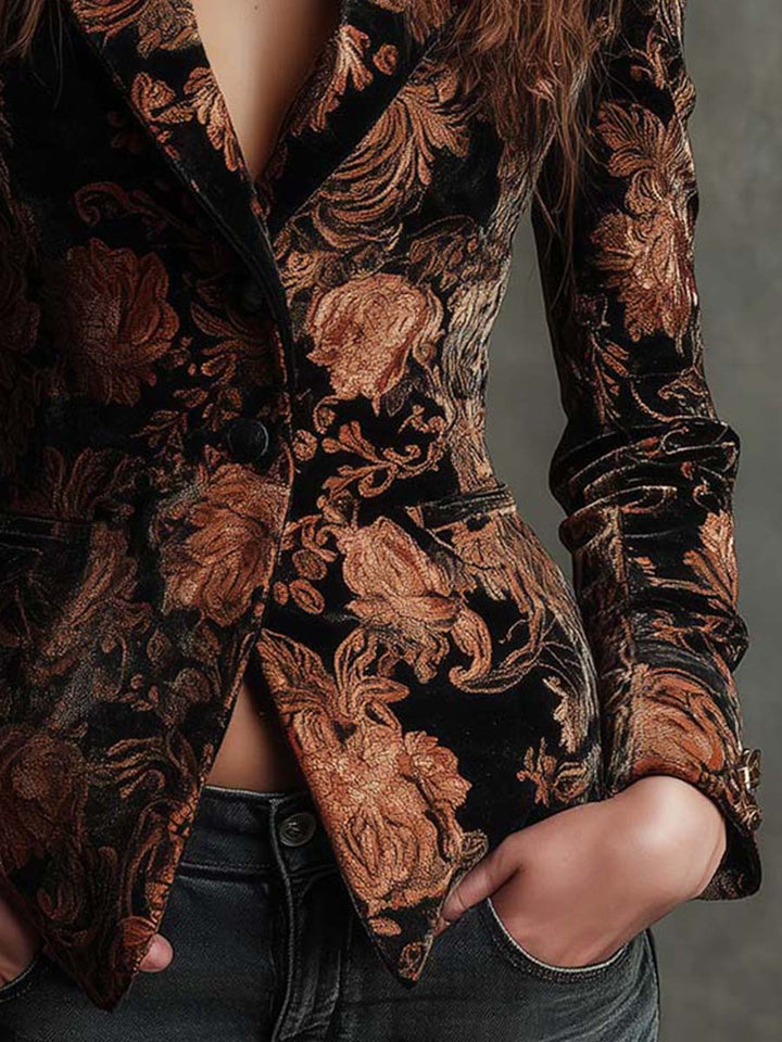 Bertille | Blazer Floreale Nero e Bronzo - immagine 4