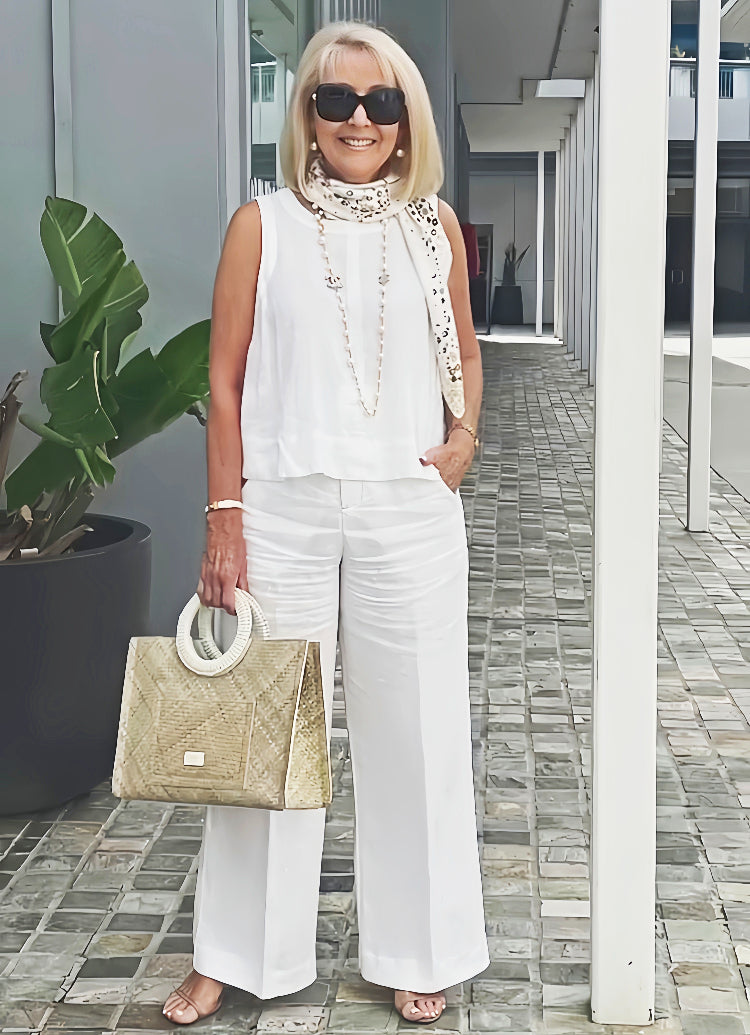 Trinidad | Coordinato Bianco Blusa e Pantalone Ampio