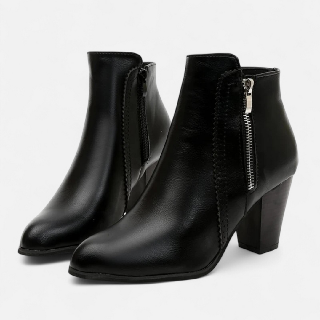 Elowen | Stivaletti Retro con Tacco e Zip Laterale