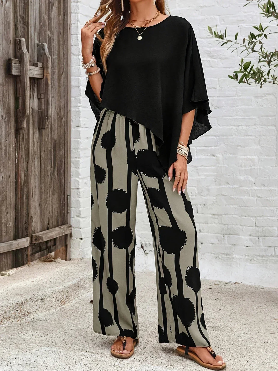 Valeriana | Coordinato Top Asimmetrico e Pantalone Boho