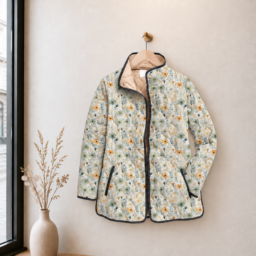 Claudia | Giacca Trapuntata Chiara con Piccoli Fiori - immagine senza logo
