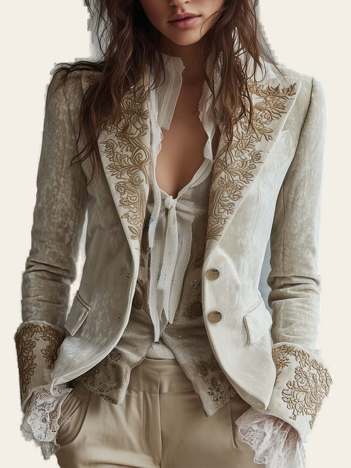 Constance | Blazer Sartoriale Avorio Ricamato - immagine principale