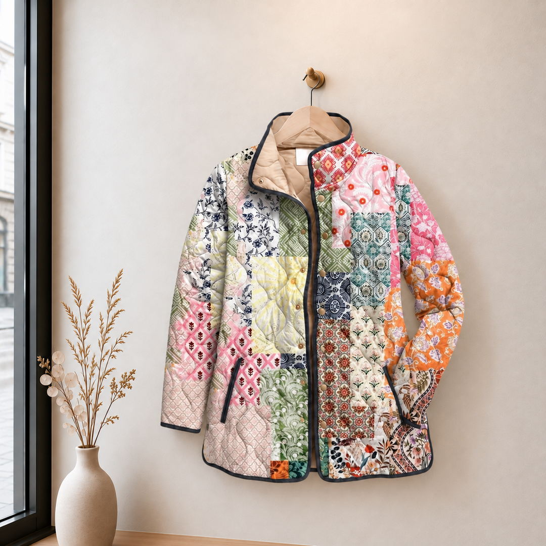 Daniela | Giacca Trapuntata Patchwork in Tonalità Pastello - immagine senza logo