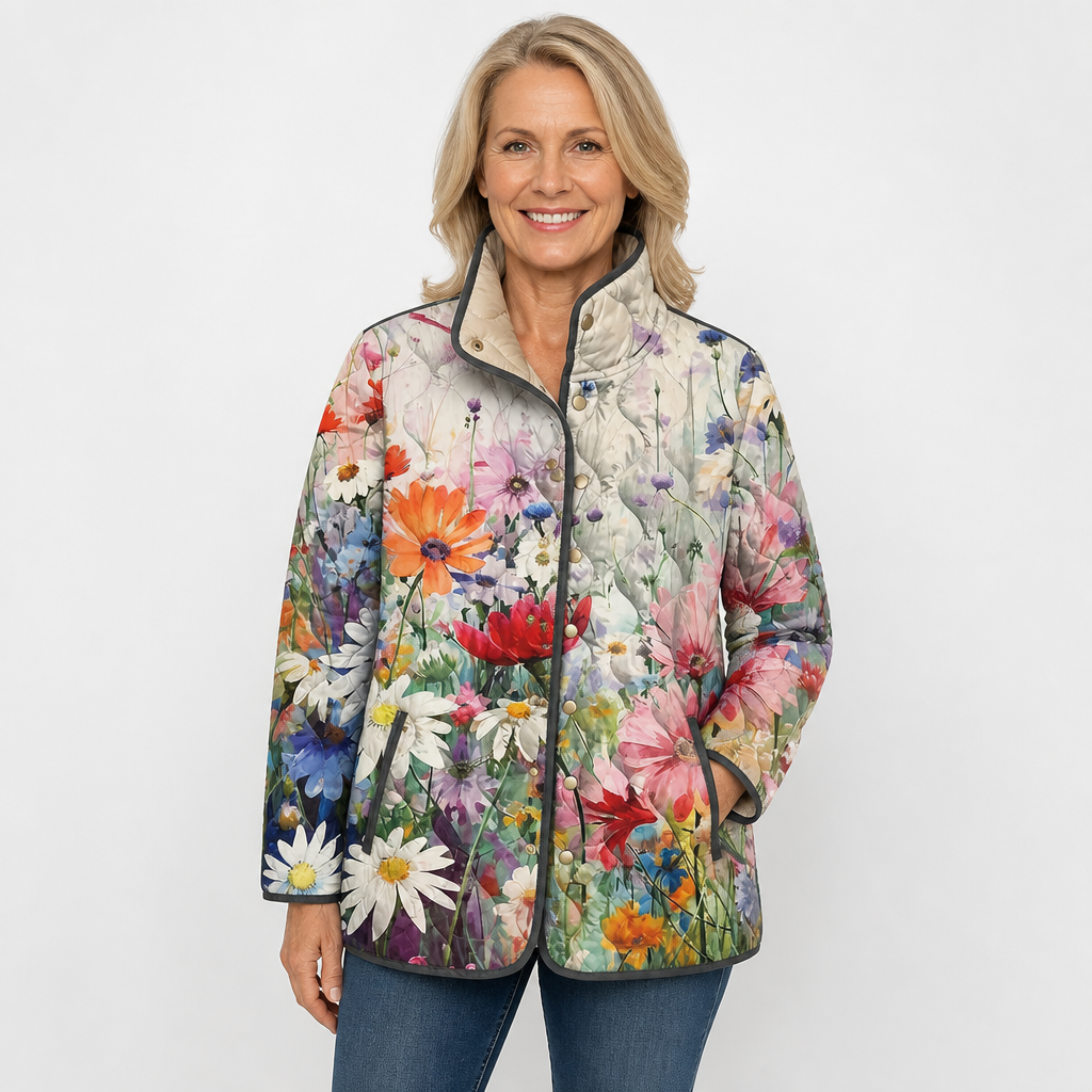 Elena | Giacca Trapuntata Chiara con Fiori di Campo - immagine 3