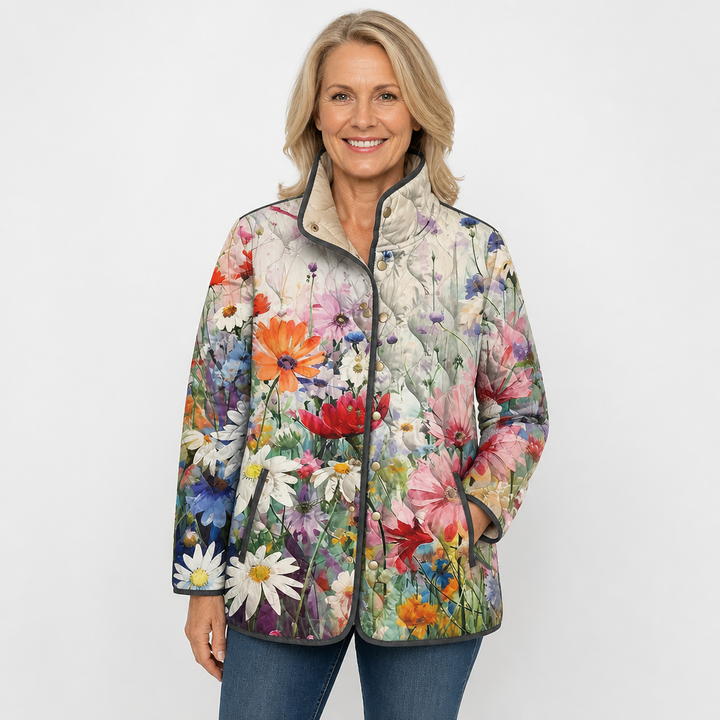 Elena | Giacca Trapuntata Chiara con Fiori di Campo - immagine 3