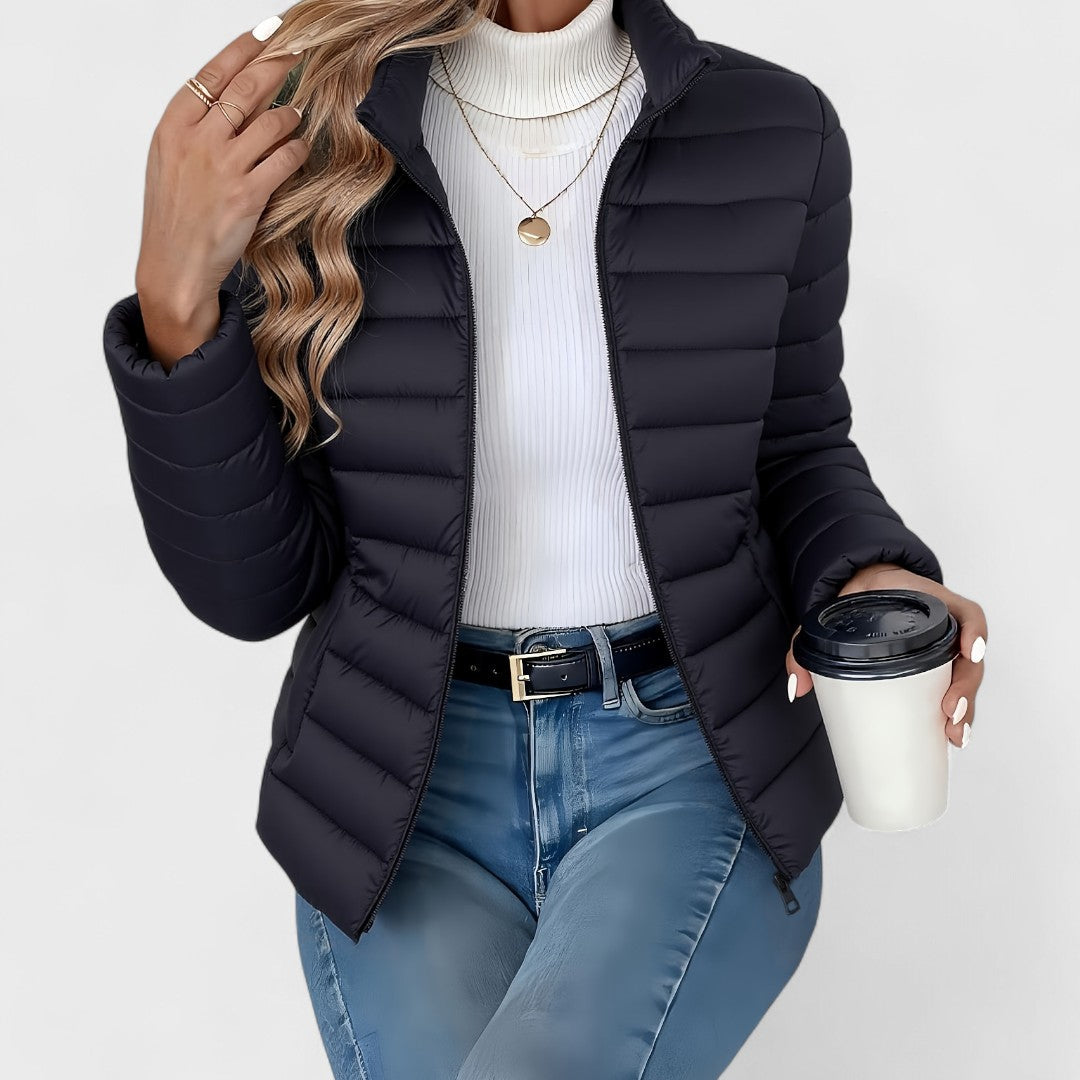 Philipa - Elegante giacca lunga con collo alto