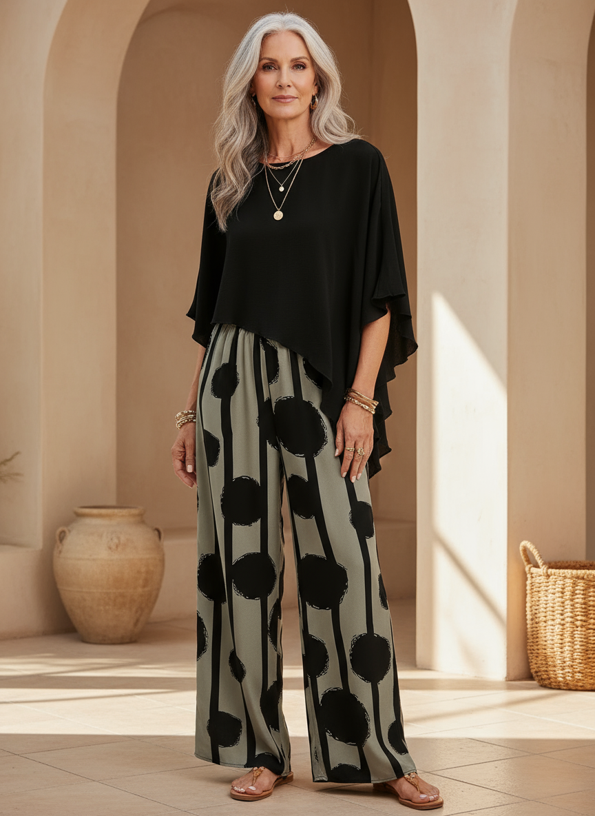 Valeriana | Coordinato Top Asimmetrico e Pantalone Boho