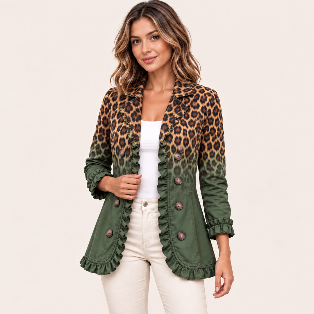 Giuseppina | Blazer Leopardo Sfumato con Volant - vista prodotto 5