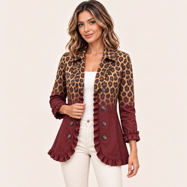 Giuseppina | Blazer Leopardo Sfumato con Volant - vista prodotto 6