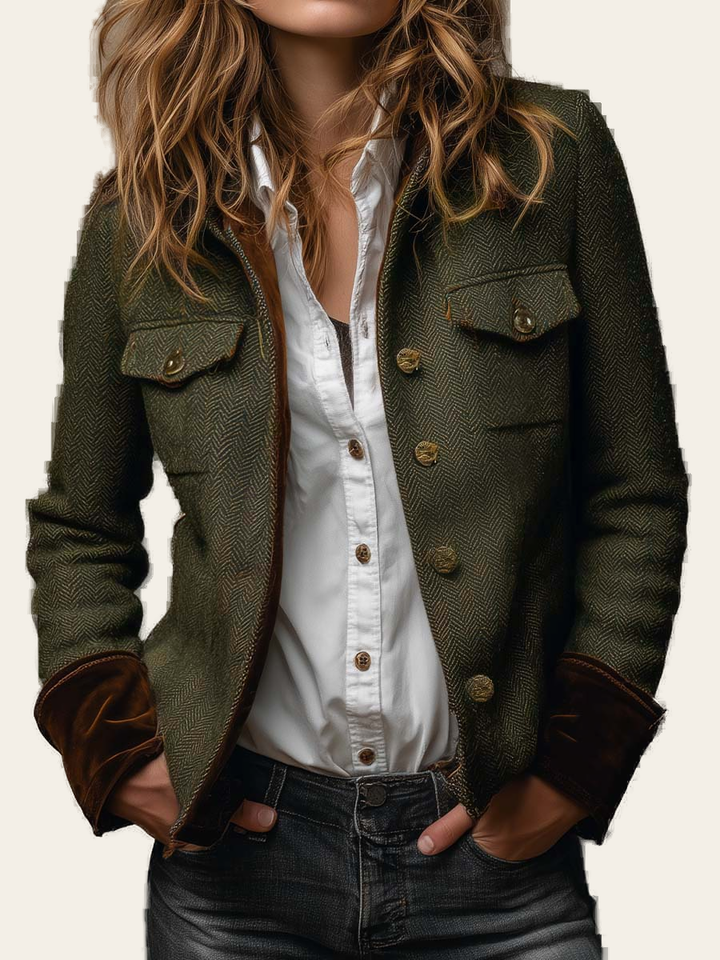 Honorine | Blazer Vintage Chevron con Profili a Contrasto - immagine principale
