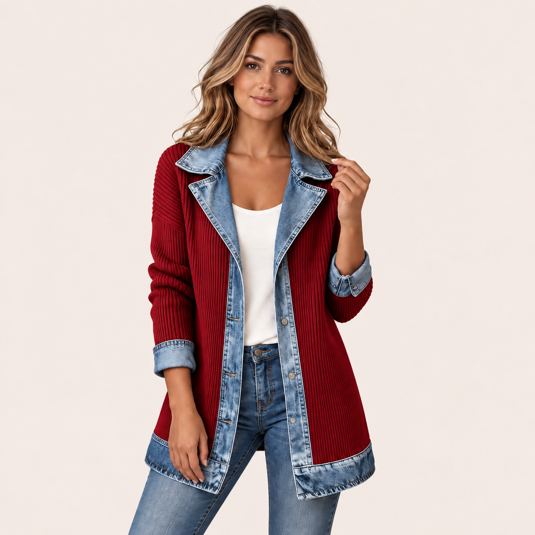 Lea | Giacca in Denim e Maglia a Coste - vista prodotto 3