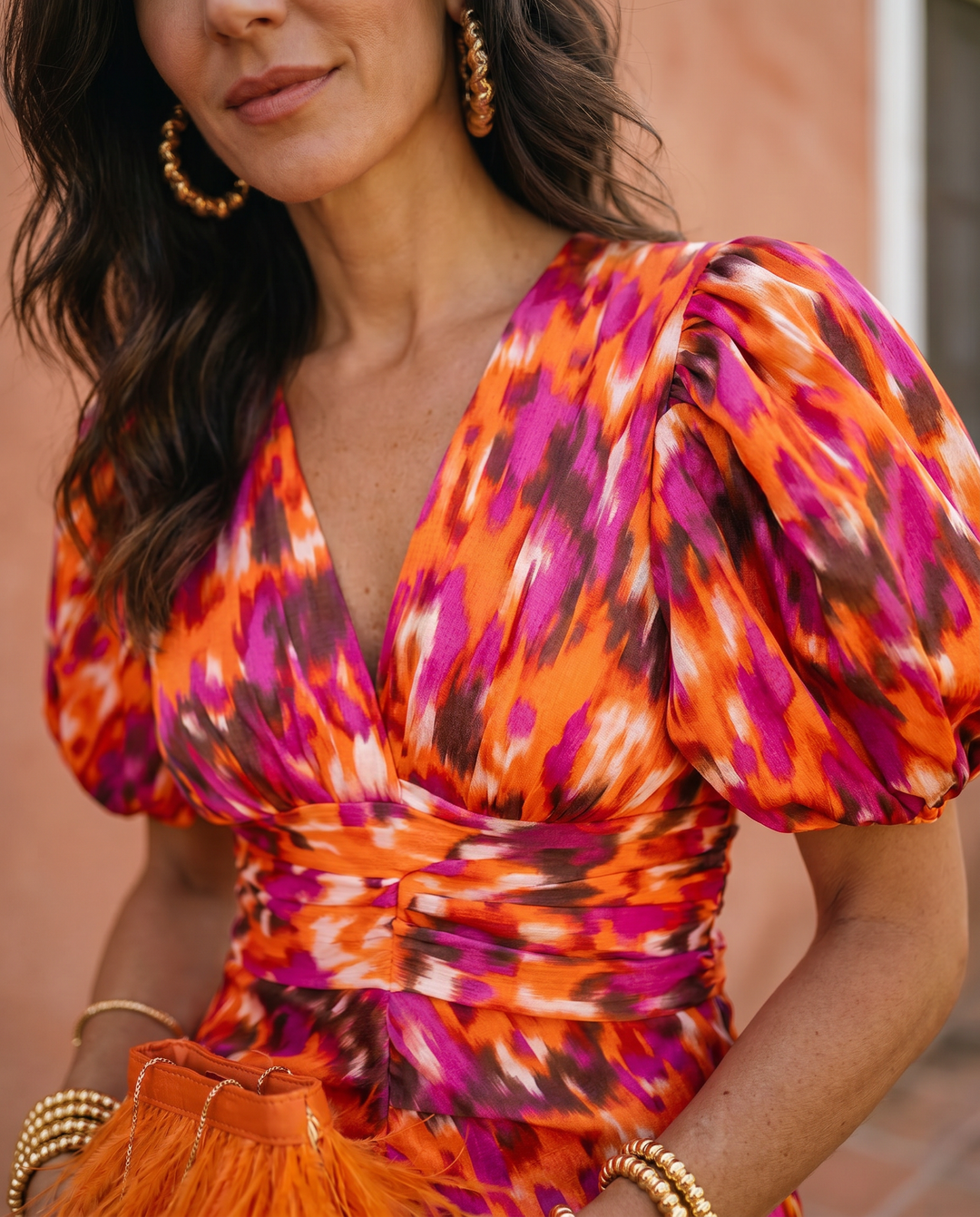 Carla | Abito Midi con Maniche Plissettate