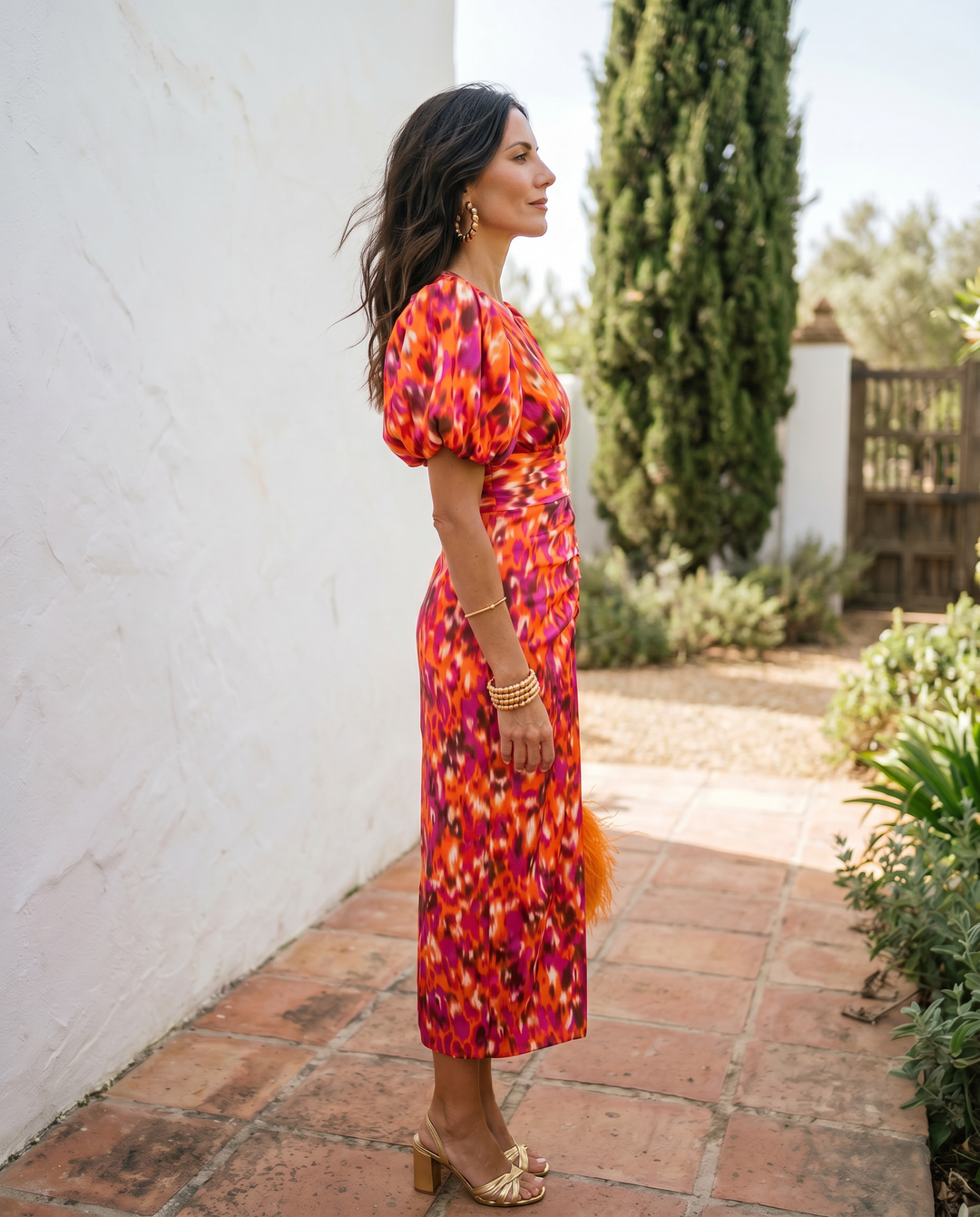 Carla | Abito Midi con Maniche Plissettate