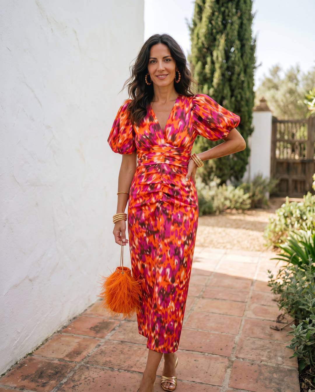 Carla | Abito Midi con Maniche Plissettate