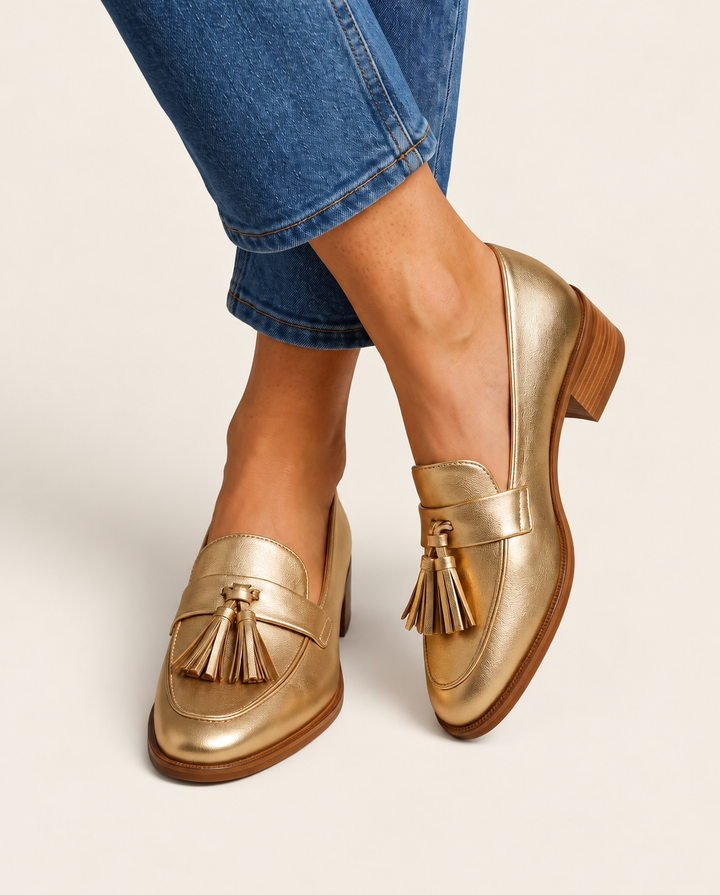 Mocassino Dorotea — Oro con Nappine - immagine principale