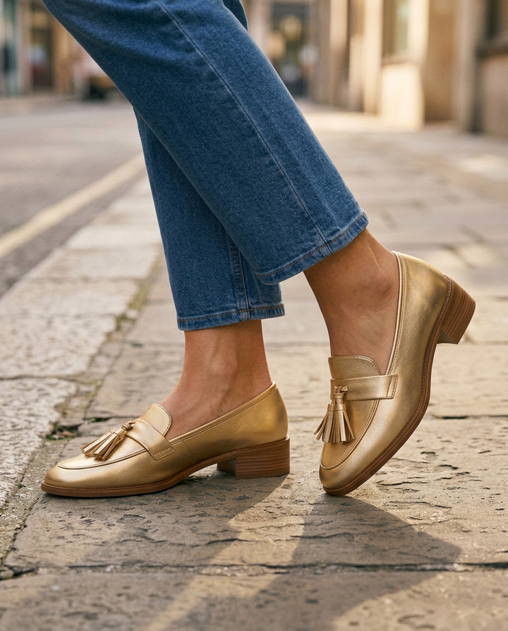 Mocassino Dorotea — Oro con Nappine - immagine 2
