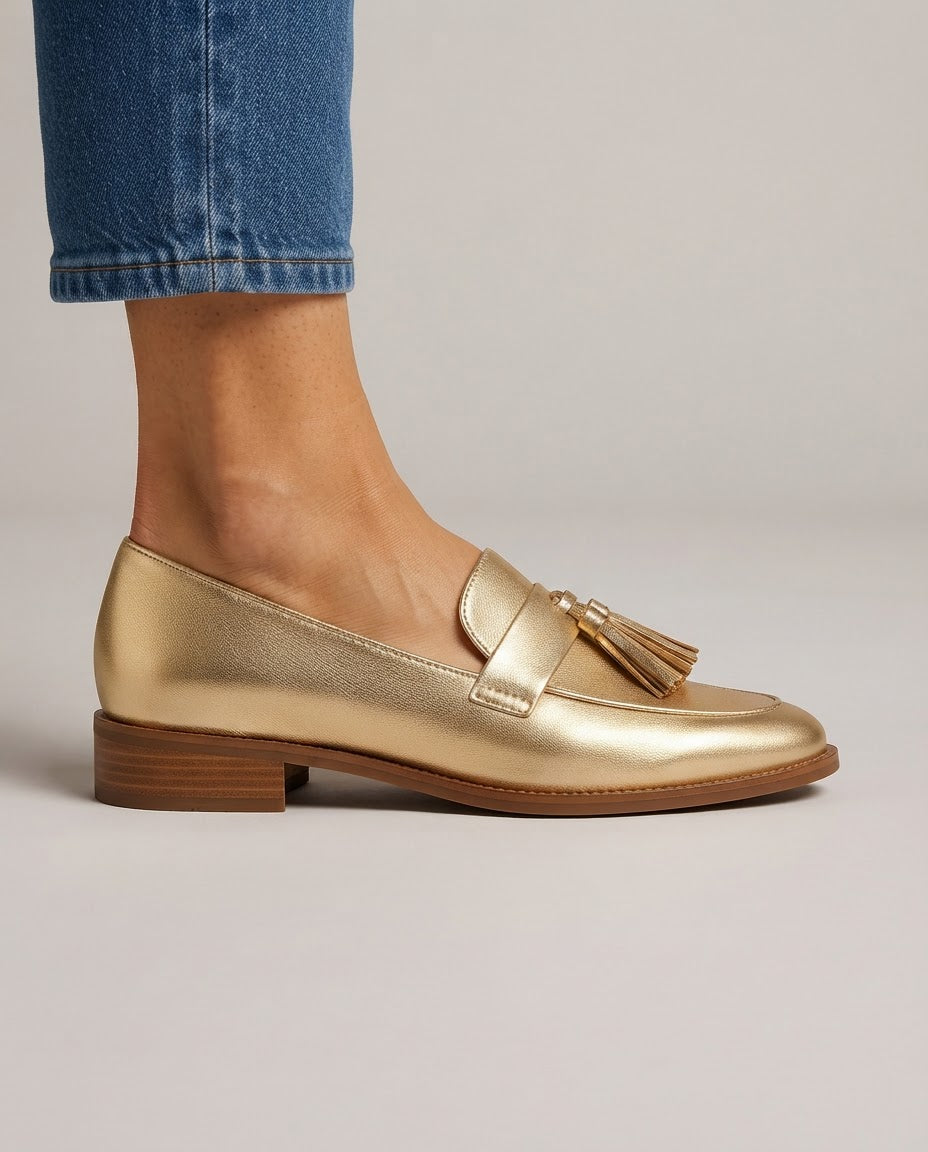 Mocassino Dorotea — Oro con Nappine - immagine 3