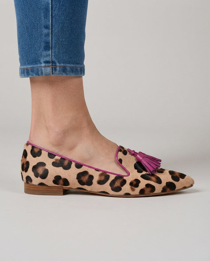 Mocassino Ginevra — Leopardo, Nappine Fucsia - immagine 2