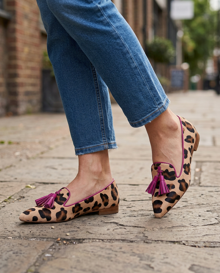 Mocassino Ginevra — Leopardo, Nappine Fucsia - immagine 3