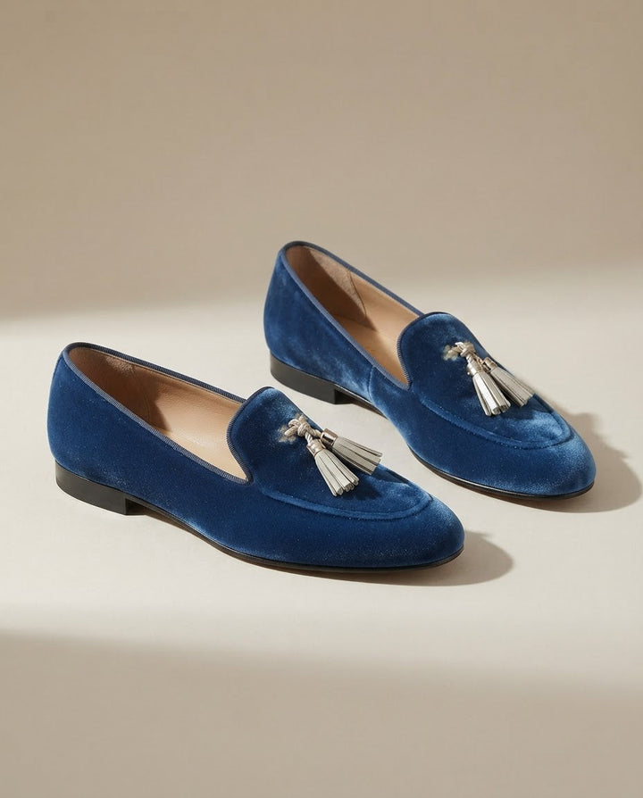 Mocassino Vittoria — Velluto Blu - immagine 3