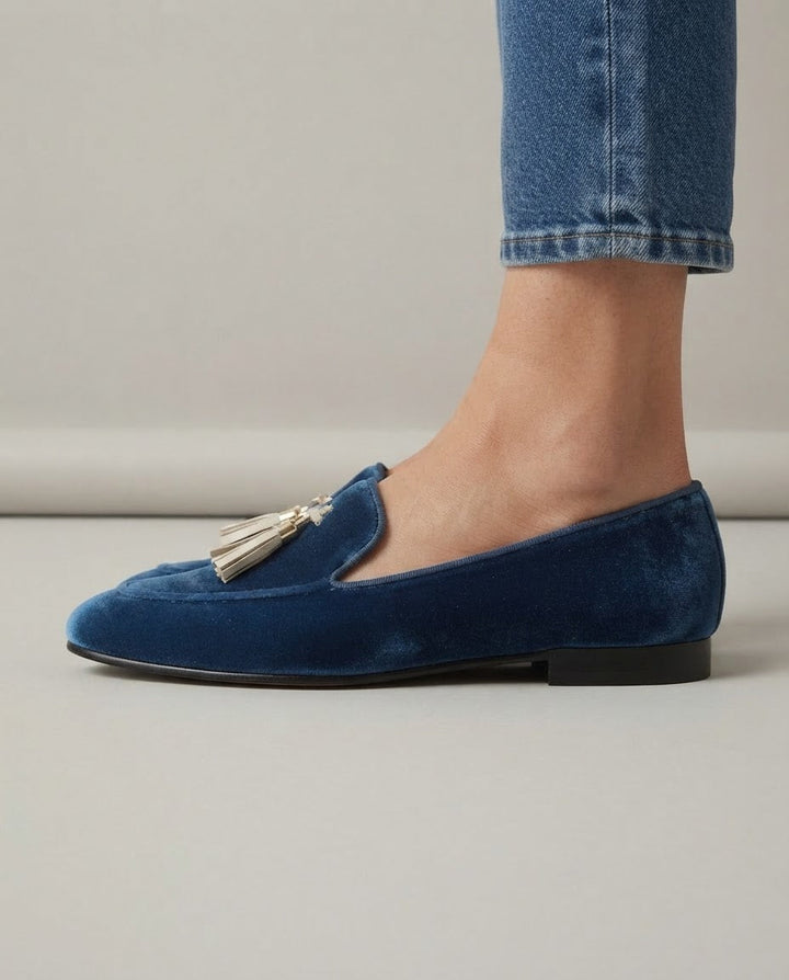 Mocassino Vittoria — Velluto Blu - immagine 4