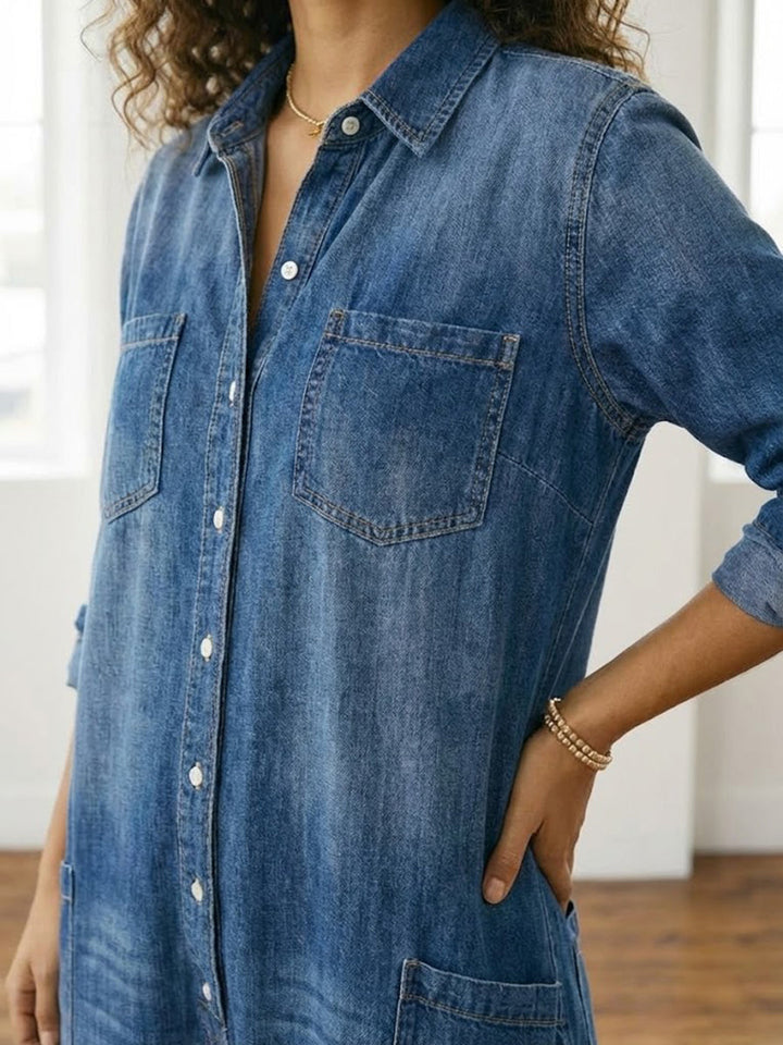Diana | Abito Salopette Vintage in Denim di Cotone con Bottoni