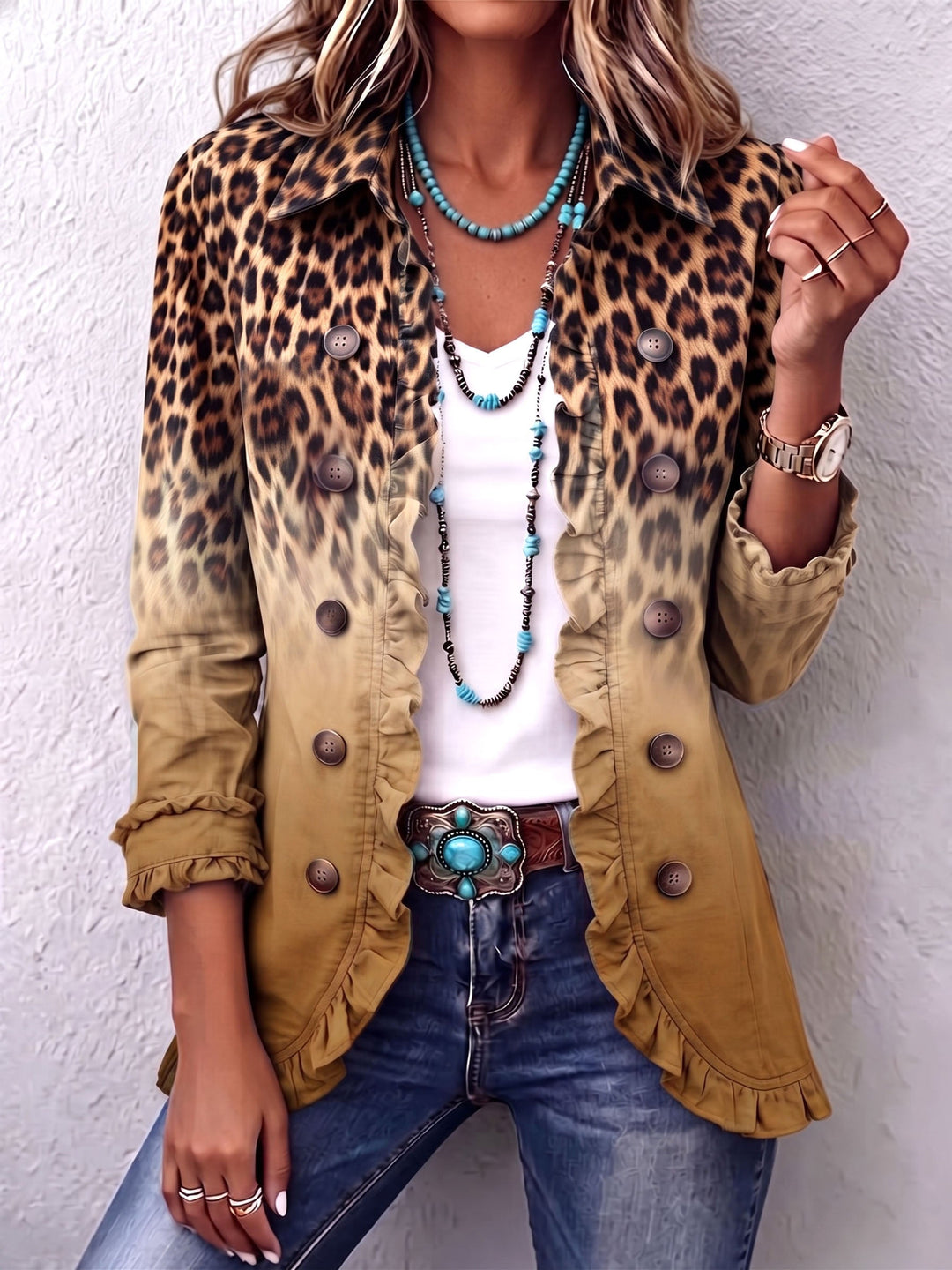 Cassandre | Blazer Leopardato con Volant - immagine 6