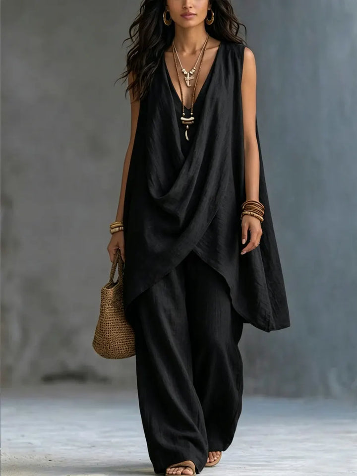 Ginevra | Coordinato Drappeggiato con Pantalone Ampio
