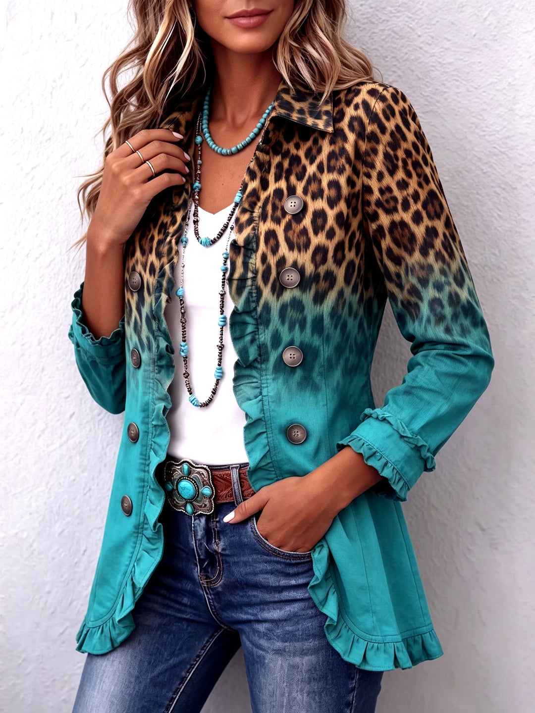 Cassandre | Blazer Leopardato con Volant - immagine 2