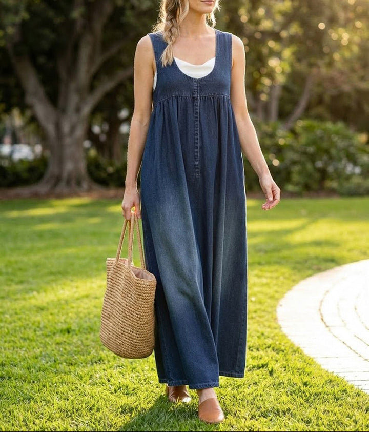 Karen | Abito Maxi Vintage in Denim Effetto Cotone