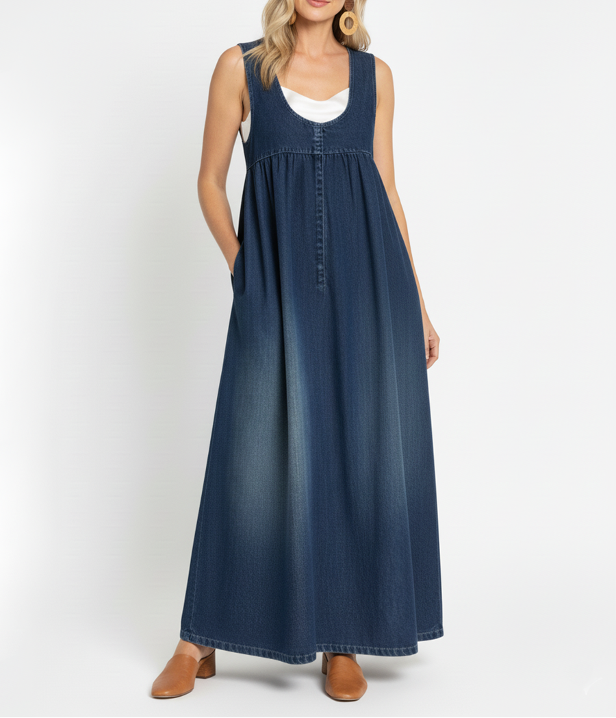Karen | Abito Maxi Vintage in Denim Effetto Cotone