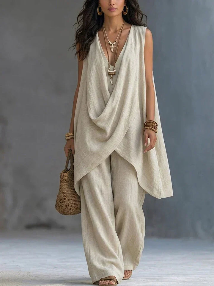 Ginevra | Coordinato Drappeggiato con Pantalone Ampio
