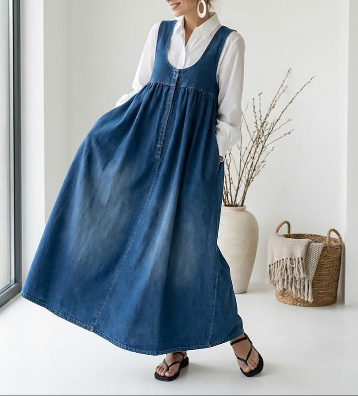 Karen | Abito Maxi Vintage in Denim Effetto Cotone