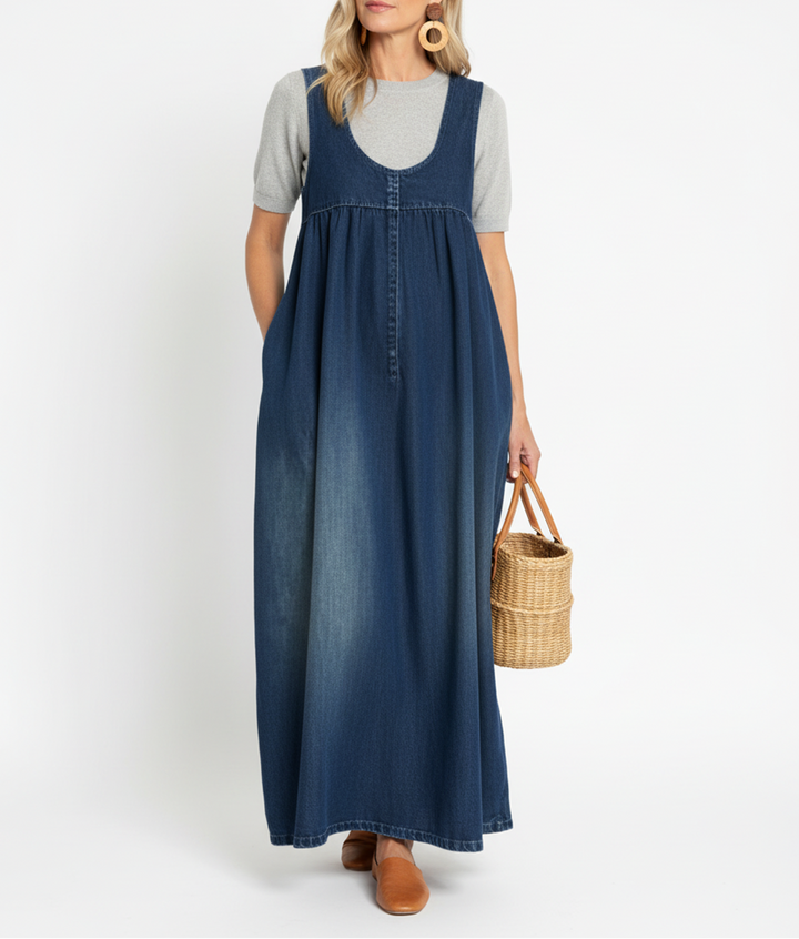 Karen | Abito Maxi Vintage in Denim Effetto Cotone