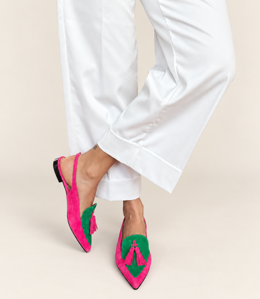 Slingback Elena — Fucsia e Verde - immagine principale