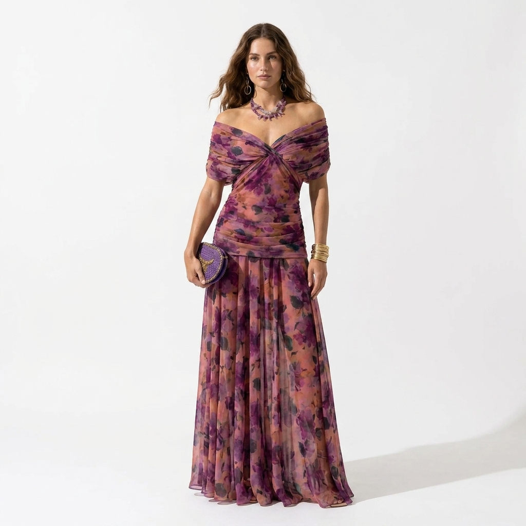 Xenia | Abito Lungo Elegante con Scollo a V