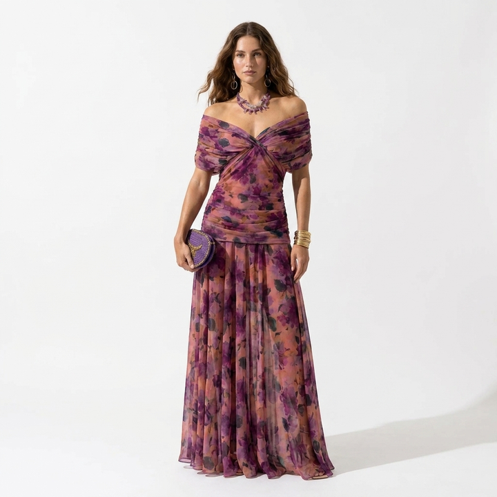 Xenia | Abito Lungo Elegante con Scollo a V