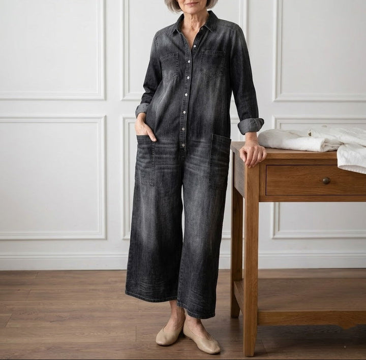 Diana | Abito Salopette Vintage in Denim di Cotone con Bottoni